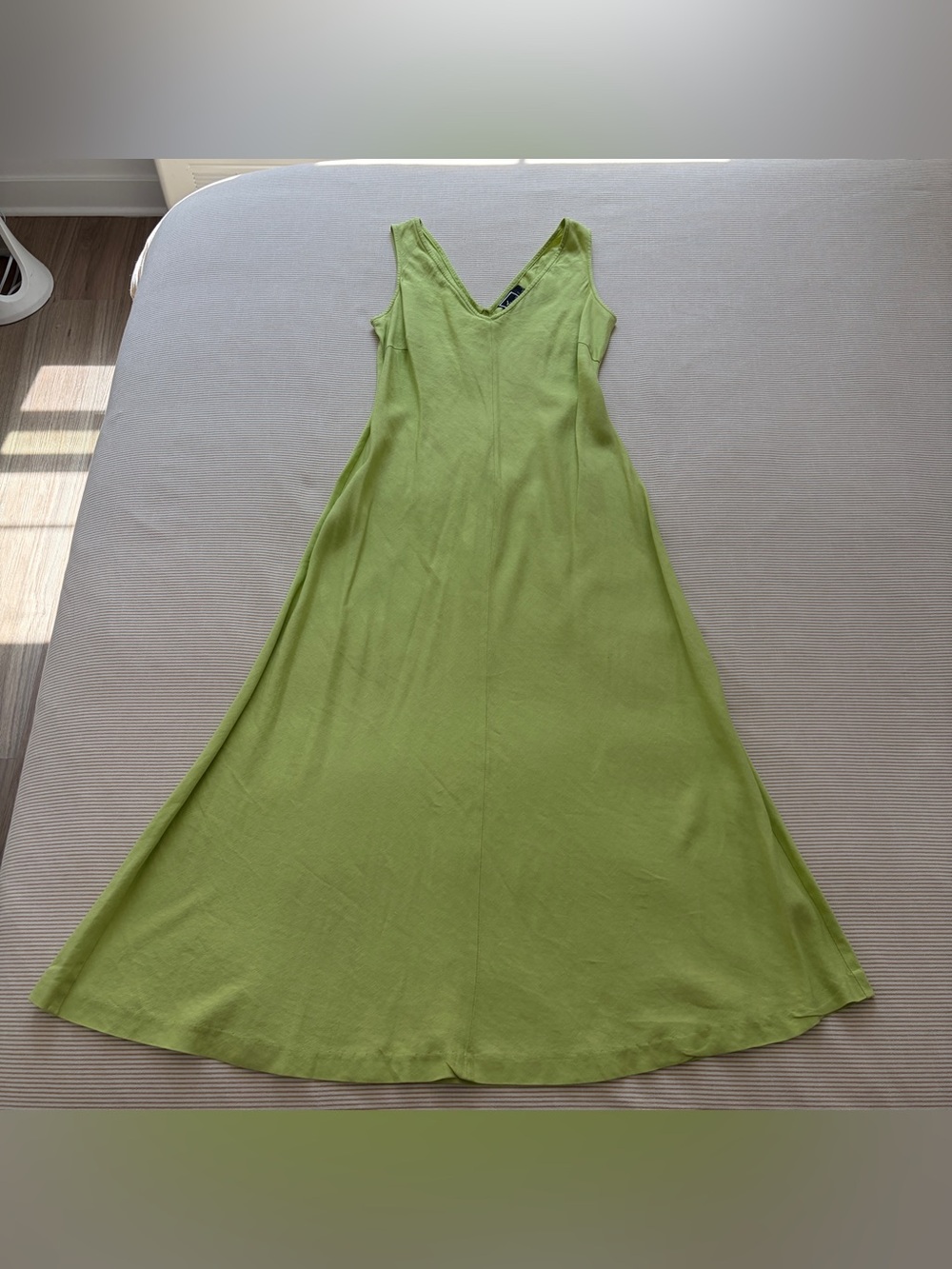Vintage Lennie New York Lime Green Linen Midi Dress